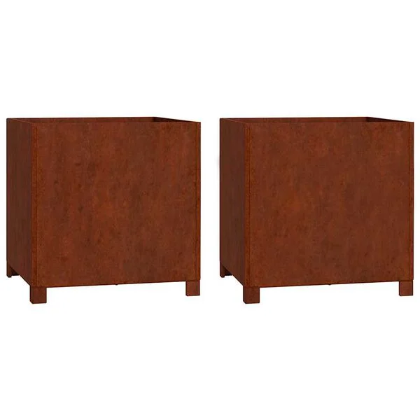 vidaXL Jardinières avec pieds 2 pcs Rouillé 50x50x50 cm Acier corten