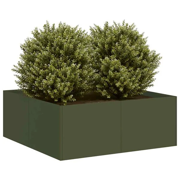vidaXL Jardinière vert olive 80x80x30 cm acier