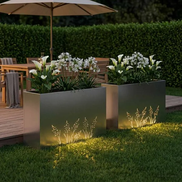 vidaXL Cache-pot de jardin 2 pc Argenté 100 x 30 x 49 cm