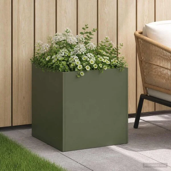 vidaXL Cache-pot de jardin Vert olive 45 x 45 x 45 cm