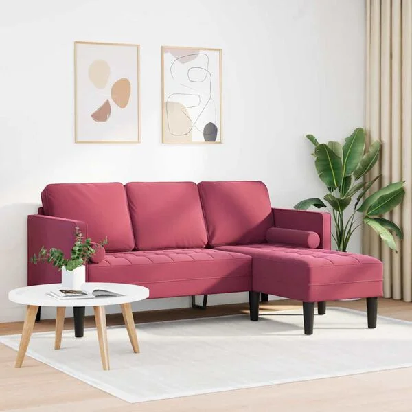 vidaXL Ensemble de Canapés avec coussin Bordeaux Polyester