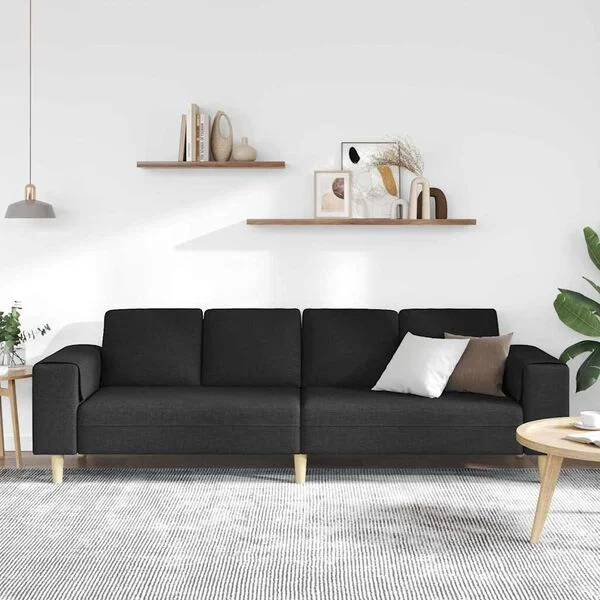 vidaXL Canapé de salon Noir 250 x 77 x 76 cm Polyester
