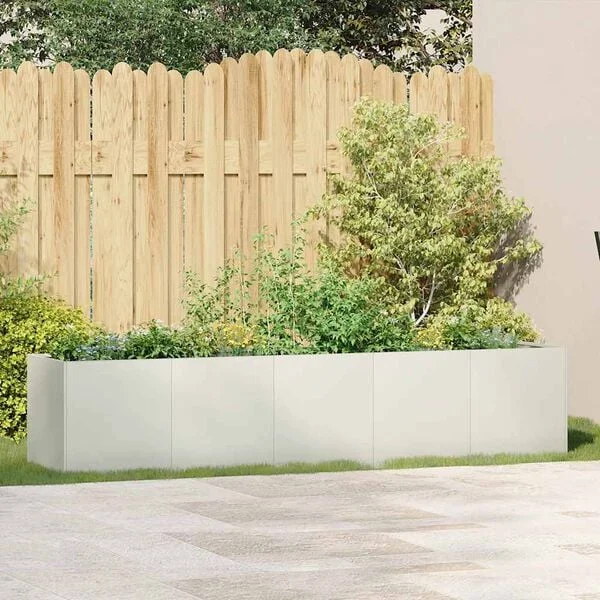 vidaXL Jardinière blanc 200x40x40 cm acier laminé à froid