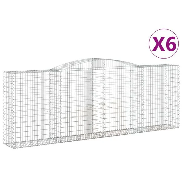 vidaXL Paniers à gabions arqués 6 pcs 400x50x140/160 cm Fer galvanisé