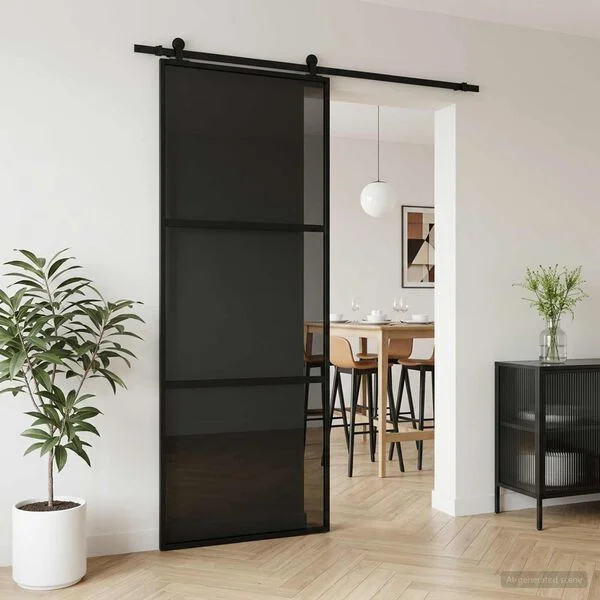 vidaXL Porte coulissante 76 x 205 cm Verre trempé et aluminium