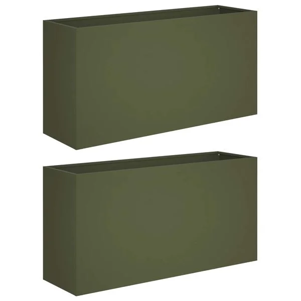 vidaXL Cache-pot de jardin 2 pc Vert olive 100 x 30 x 50 cm