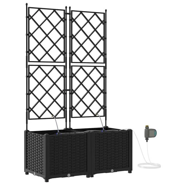 vidaXL Cache-pot de jardin 2 pc Noir 80 x 40 x 142 cm PP