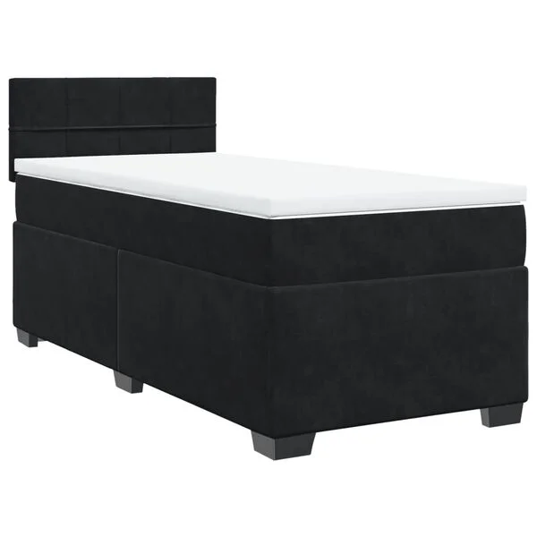 vidaXL Sommier à lattes de lit et matelas Noir 80x200 cm Velours