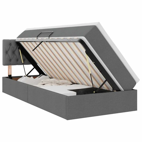 vidaXL Lit avec rangement et matelas Gris foncé 90 x 190 cm Velours