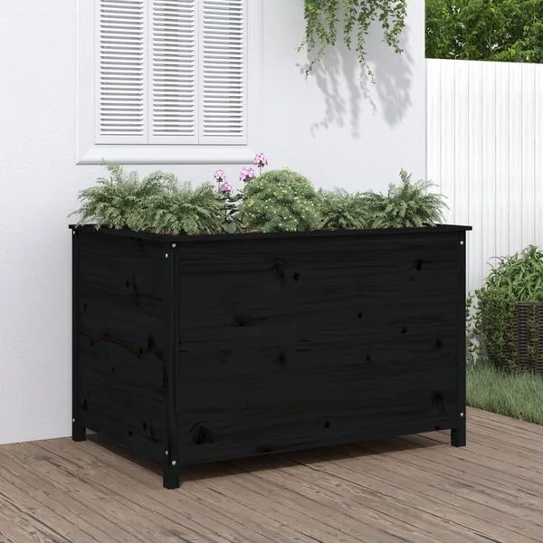 vidaXL Lit surélevé de jardin noir 119, 5x82, 5x78 cm bois de pin massif