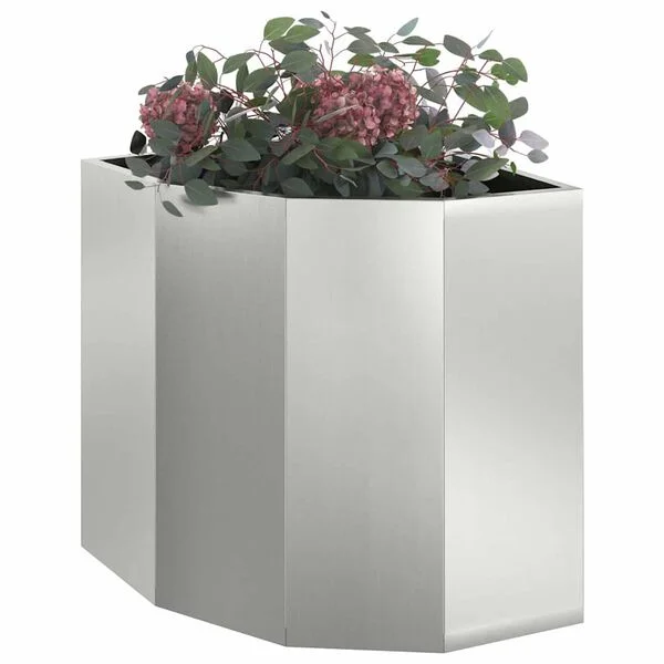 vidaXL Jardinière d'Angle Argenté 45 x 45 x 50 cm Acier galvanisé