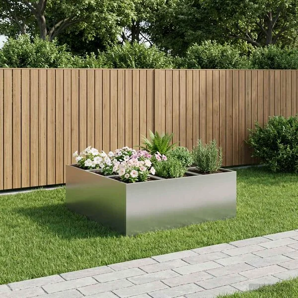 vidaXL Cache-pot de jardin Argenté 100 x 100 x 30 cm Acier galvanisé