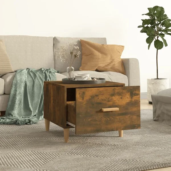 vidaXL Tables basses 2 pcs chêne fumé 50x50x40 cm bois d'ingénierie