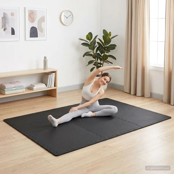 vidaXL Tapis de sol 50 pc Noir 18 m² Mousse EVA