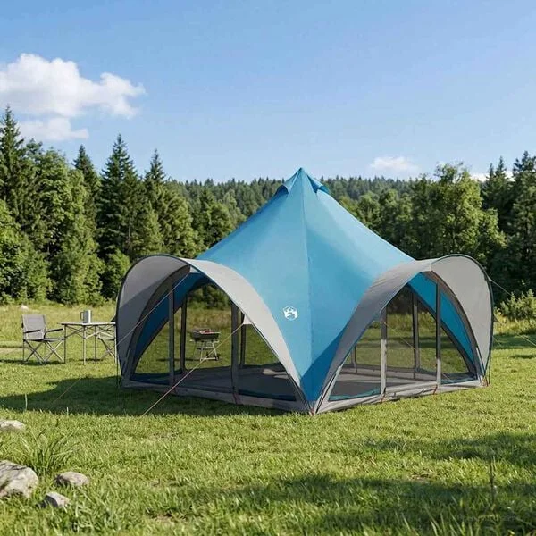 vidaXL Tente Tipi 6.0 personne Bleu Polyester et Acier