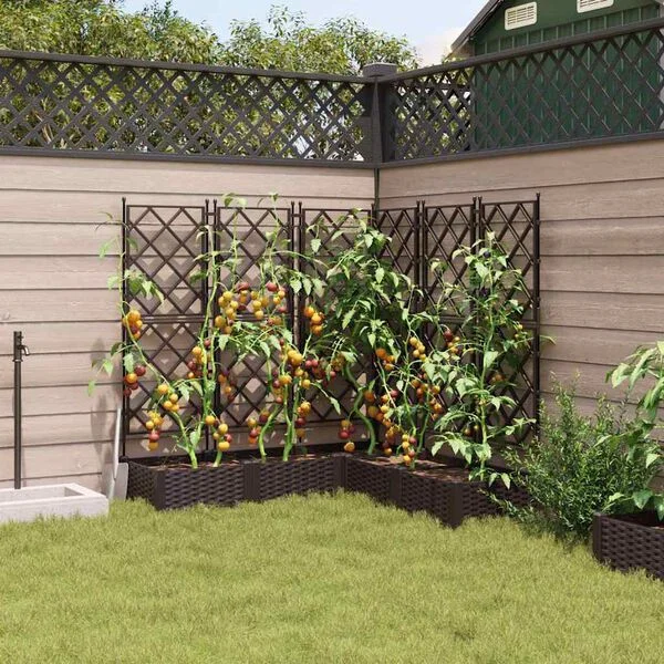 vidaXL Cache-pot de jardin 5 pc Marron 120 x 120 x 125, 5 cm PP