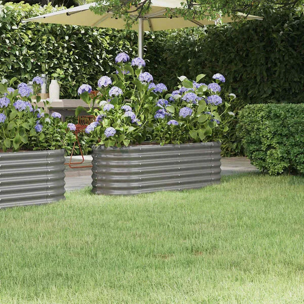 vidaXL Lit surélevé de jardin Acier galvanisé 114x40x36 cm gris