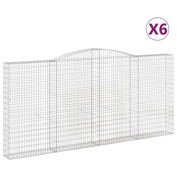 vidaXL Paniers à gabions arqués 6 pcs 400x30x180/200 cm Fer galvanisé