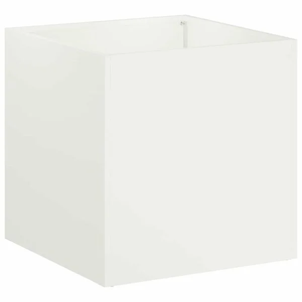 vidaXL Cache-pot de jardin Blanc 45 x 45 x 45 cm Acier laminé à froid