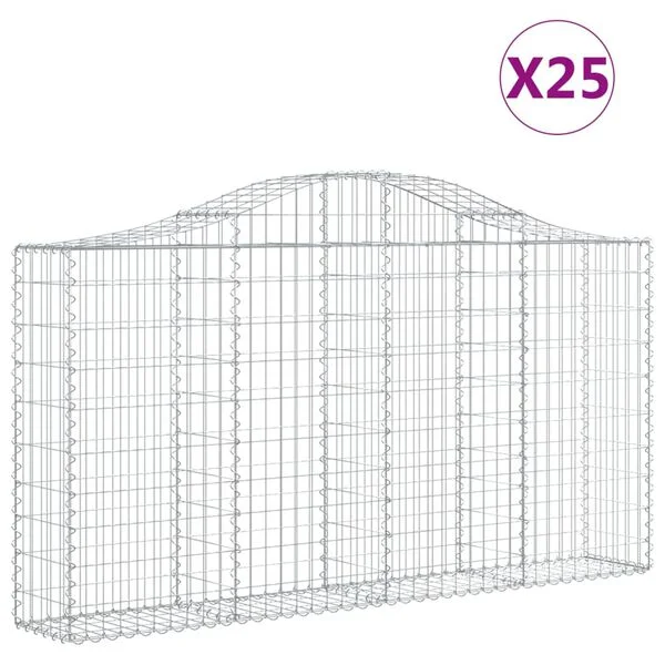 vidaXL Paniers à gabions arqués 25 pcs 200x30x100/120 cm Fer galvanisé