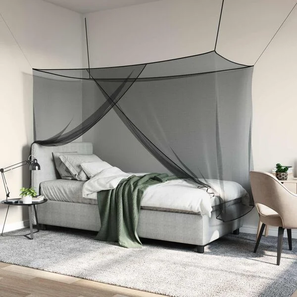 vidaXL Ciel de lit anti-moustiques 156 mesh Noir 220 x 120 x 150 cm