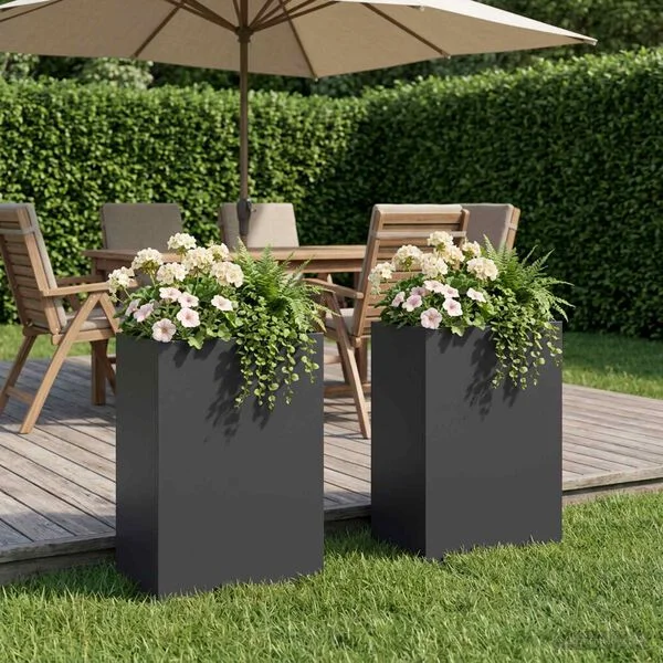 vidaXL Cache-pot de jardin 2 pc Noir 50 x 30 x 75 cm