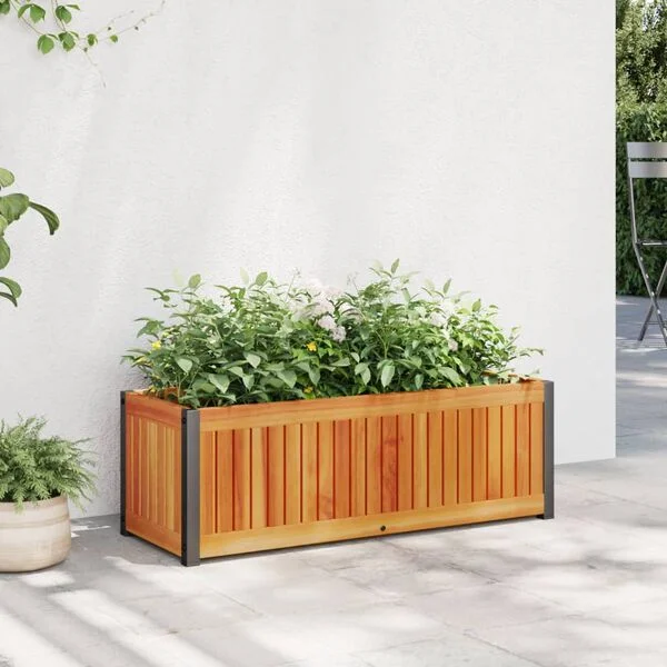 vidaXL Jardinière 80x30x27, 5 cm bois massif d'acacia et acier
