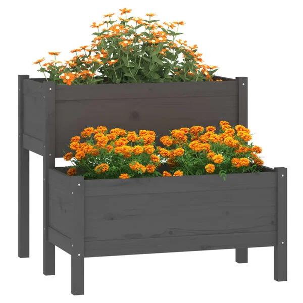vidaXL Jardinière Gris 84, 5x84x75 cm Bois massif de pin