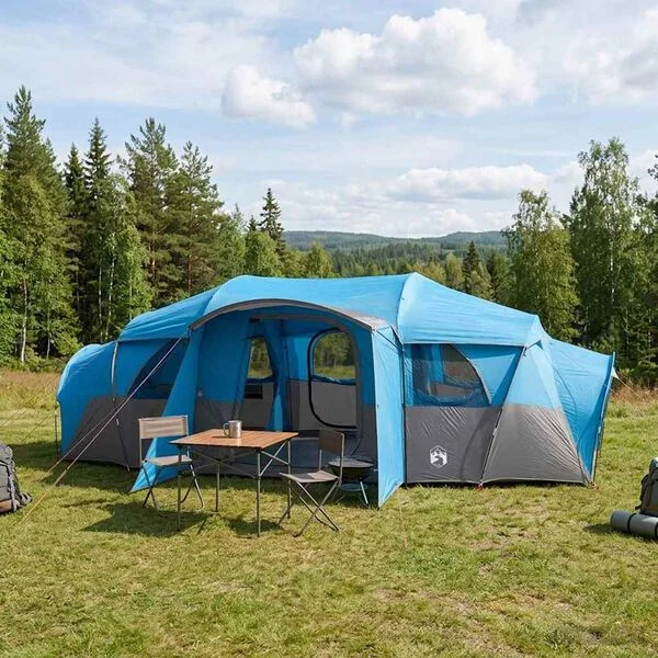 vidaXL Tente familiale avec auvent imperméable 10 personne Bleu