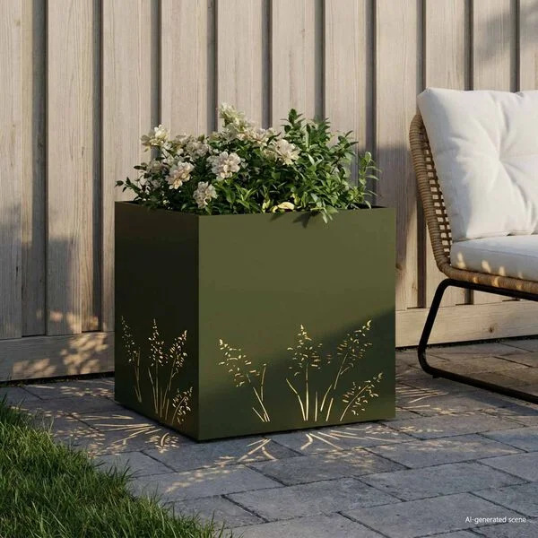 vidaXL Cache-pot de jardin Vert olive 50 x 50 x 49 cm