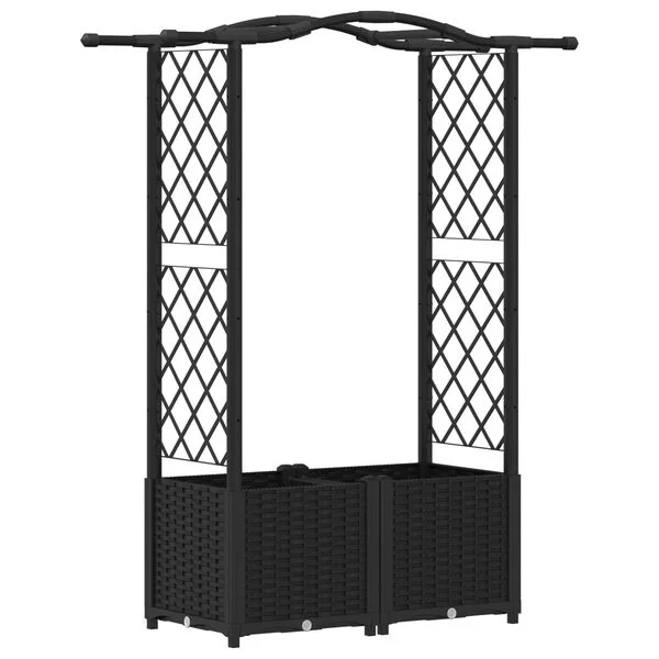 vidaXL Lit Élevé avec Treillis et Toit Noir 125 x 40 x 138 cm PP