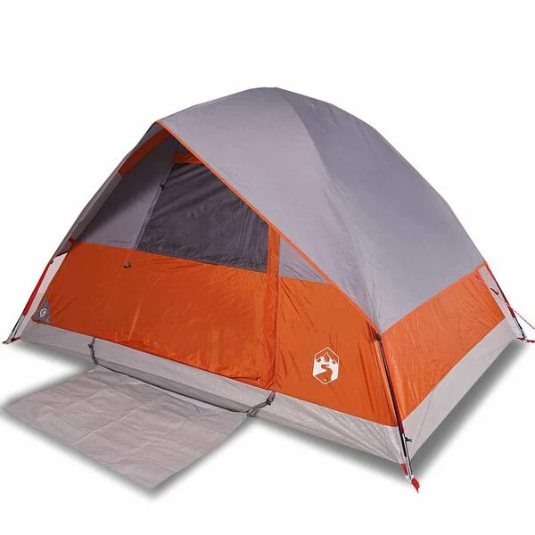 vidaXL Tente de camping à dôme 4 personnes gris et orange imperméable