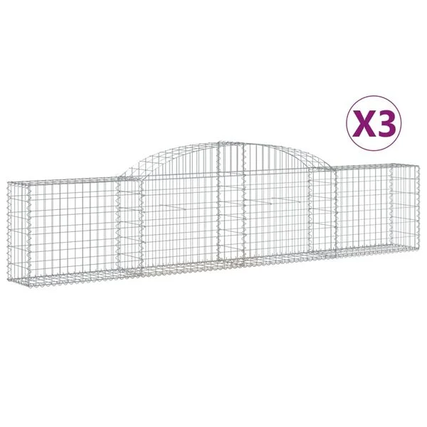 vidaXL Paniers à gabions arqués 3 pcs 300x30x60/80 cm Fer galvanisé
