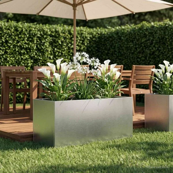 vidaXL Cache-pot de jardin Argenté 80 x 40 x 40 cm Acier inoxydable