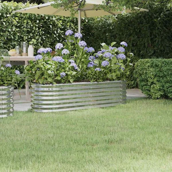 vidaXL Lit surélevé de jardin Acier galvanisé Argenté
