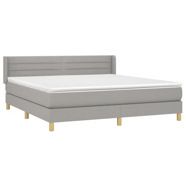 vidaXL Sommier à lattes de lit avec matelas Gris clair 180x200cm Tissu