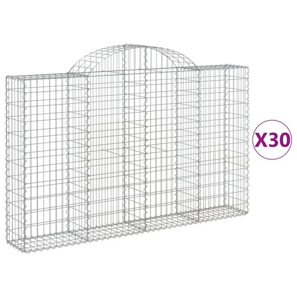 vidaXL Paniers à gabions arqués 30 pcs 200x30x120/140 cm Fer galvanisé