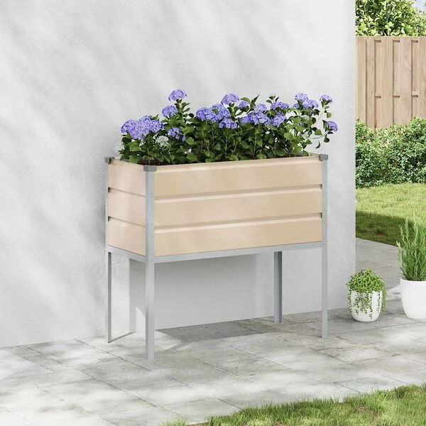 vidaXL Jardinière Ivoire 100 x 45 x 90 cm Acier galvanisé
