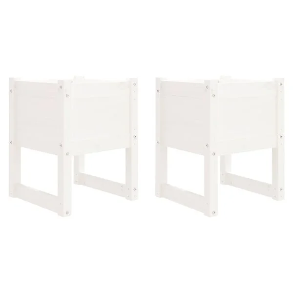 vidaXL Jardinières 2 pcs Blanc 40x40x52, 5 cm Bois massif de pin