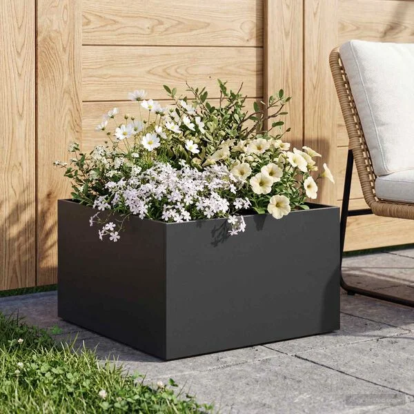 vidaXL Cache-pot de jardin Noir 60 x 60 x 30 cm Acier laminé à froid