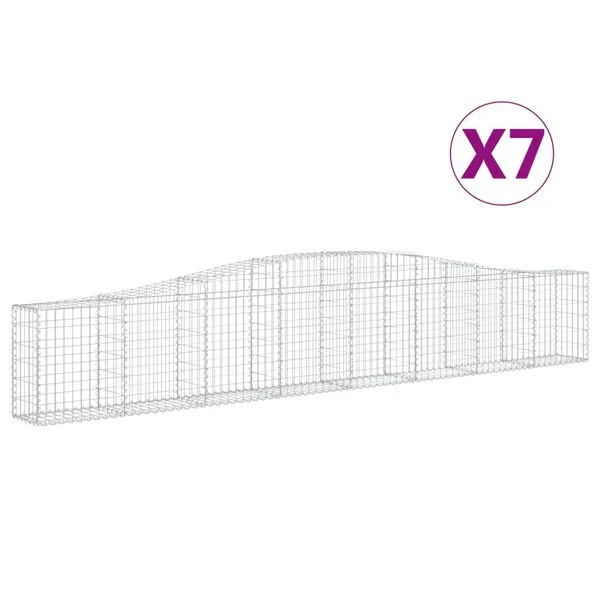 vidaXL Paniers à gabions arqués 7 pcs 400x30x60/80 cm Fer galvanisé