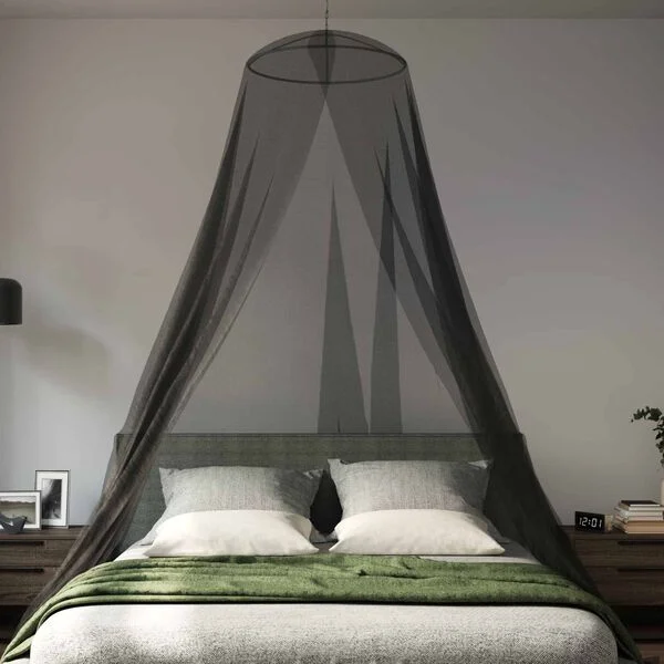 vidaXL Ciel de lit anti-moustiques 156 mesh Noir ⌀56 x 220 cm