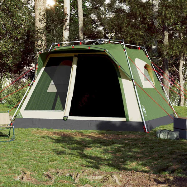 vidaXL Tente familiale cabine 7 personnes vert dégagement rapide