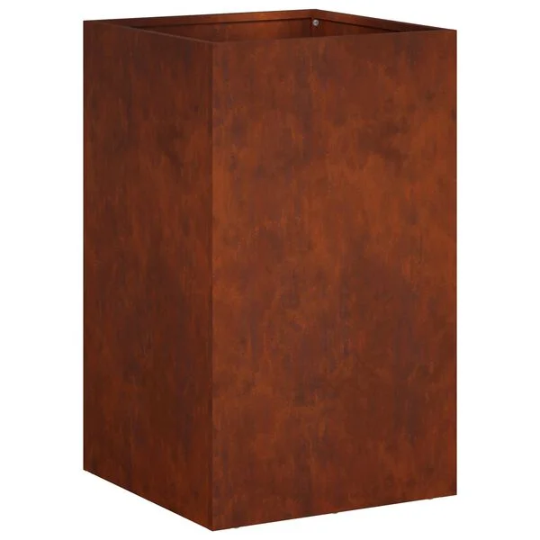 vidaXL Cache-pot de jardin Rouillé 30 x 30 x 40 cm Acier patiné