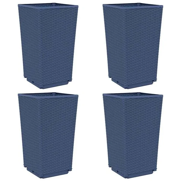 vidaXL Jardinières 4 pcs bleu gris 32, 5x32, 5x57 cm PP