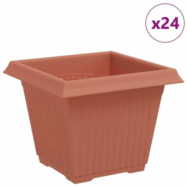 vidaXL Pot de Fleurs Carré 24 pc Rouge brique 33 x 33 x 26 cm