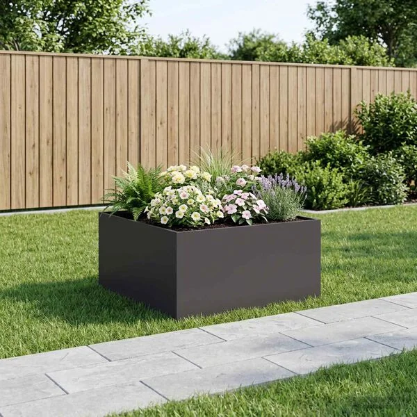 vidaXL Cache-pot de jardin Noir 80 x 80 x 40 cm Acier laminé à froid