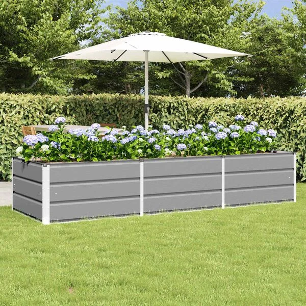 vidaXL Jardinière Gris clair 240 x 80 x 45 cm Acier