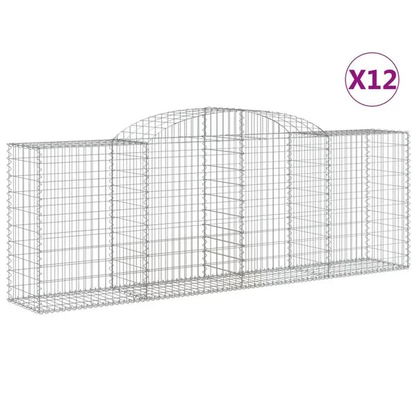 vidaXL Paniers à gabions arqués 12 pcs 300x50x100/120 cm fer galvanisé