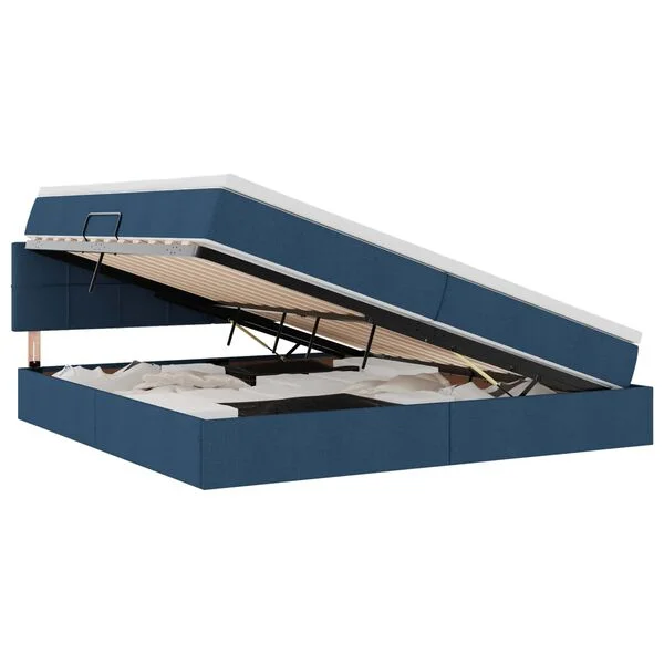 vidaXL Lit avec rangement et matelas Bleu 200 x 200 cm Velours